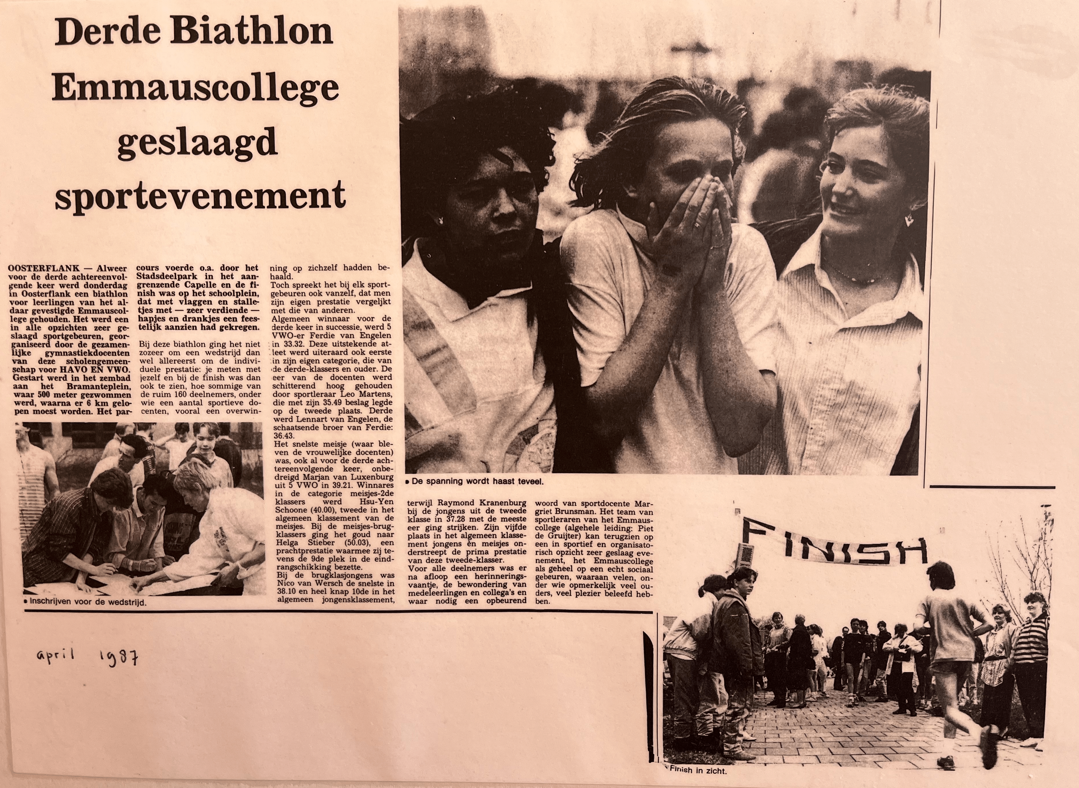 Featured image for “Derde Biathlon Emmauscollege geslaagd sportevenement (april 1987)”